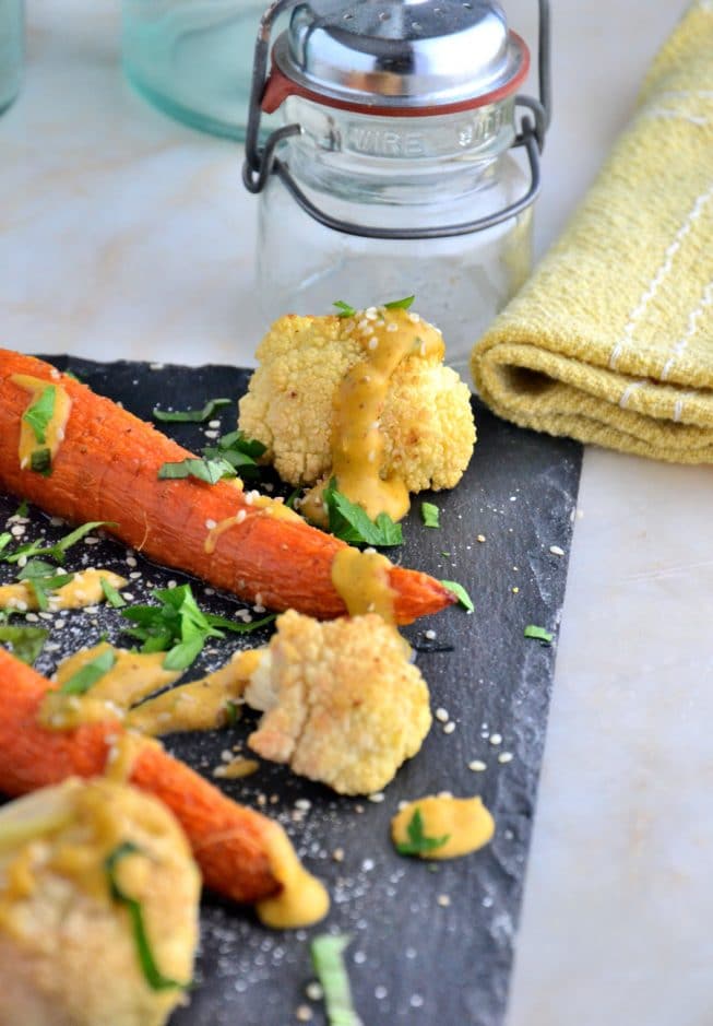 'Creamy' Maple Carrot Sauce with Roasted Veggies