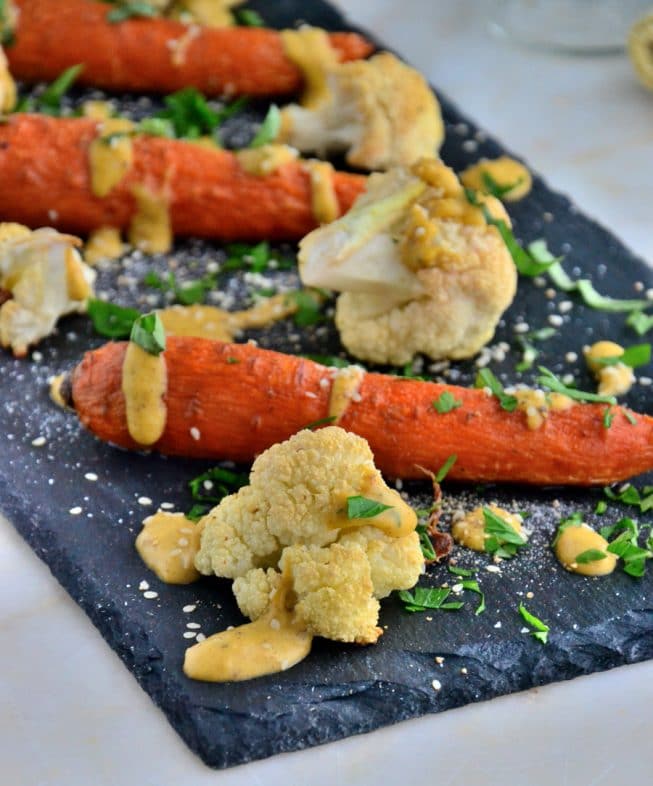 'Creamy' Maple Carrot Sauce with Roasted Veggies