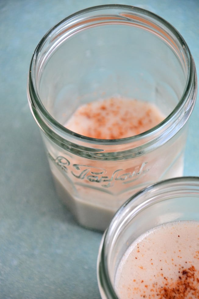 An easy recipe for dairy-free and vegan eggnog without eggs or dairy or soy.